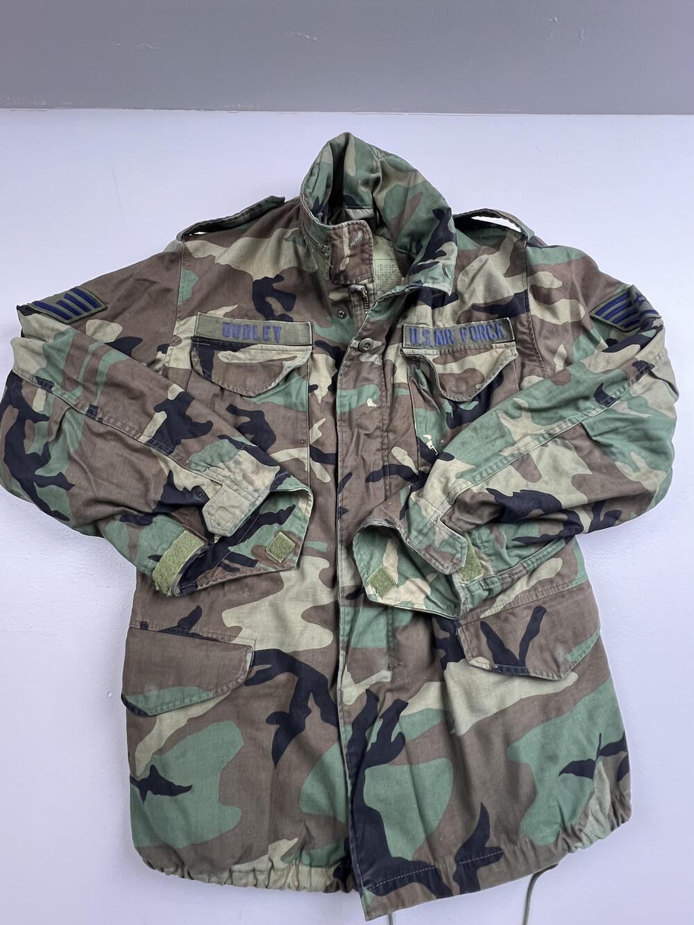 Vintage Golden Mfg Co Jacket Mens Small Green Camo Military Hooded USAF Field